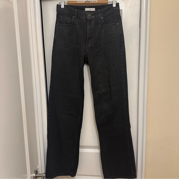 Mango Black wide leg Jeans with slight shiny coating - Picture 2 of 6